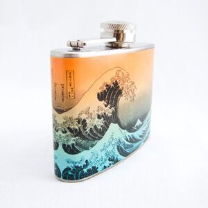 Hip Flask - Great Wave by Katsushika Hokusai, 4 oz Stainless Steel Flask